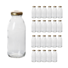 首爾包裝 奶茶玻璃瓶 金色蓋, 300ml, 24個