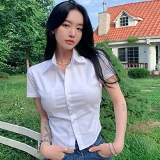 Sunbit 女款修身翻領Kaelin短版襯衫