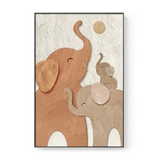 德普洛商務 現代家庭大象藝術感性室內裝飾畫框 橘色家庭B, 黑色