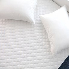 素色棉質絎縫4角鬆緊帶床墊 80支棉, 純白色