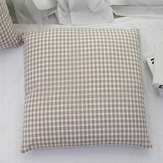 Beau Monde 韓國製造 30支棉 紗染 四季 坐墊套, 小格紋 可可棕色