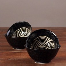 陶瓷碗碟 2人組, 黑色, 飯碗 2入+大碗 2入