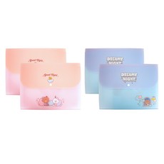 BROWN & FRIENDS 文件夾 2款 x 2入, 粉紅色, 紫色, 1套