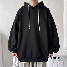 春季休閒寬鬆素色套頭連帽T恤