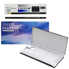 TUCO.B 高級鋁製美術調色盤+4B鉛筆 12入組, 1組, 20格