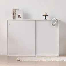 서울소호 슥 열리는 슬라이딩 3단 선반형 수납장 1150 방문설치, 화이트