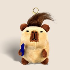 時尚水豚毛髮玩偶包包掛飾鑰匙圈, 棕色, 1個, 60mm
