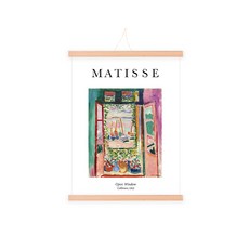 Hansuoh 北歐風木質掛軸 米色木 + 亨利馬諦斯B款海報 + 無痕掛鉤組