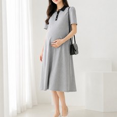 I Can Simple 孕婦翻領短袖寬鬆日常洋裝