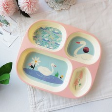 rice 孩童方形分隔餐盤, Swan款, 單品