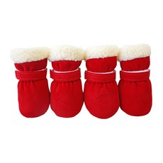 Lanboer 寵物保暖羊羔絨鞋, 紅色