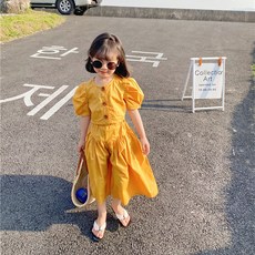 Starbean 女童短袖襯衫 + 鬆緊帶長褲套裝