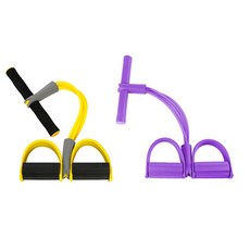 彩色瑜珈帶健身器材伸展踏板彈力帶 2件組, 黃色、紫色