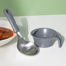 Bogen 304不鏽鋼迷你湯勺上菜匙組, 1個, 炭灰色