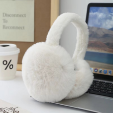 홍시유통 방한 방풍 짧은털 귀마개, 화이트, 1개