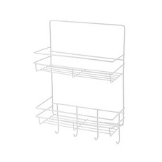 掛勾式鋼絲2層浴室置物架, 白色的, 1個