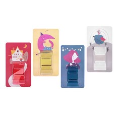 조이앤조이 욕실 수납 다용도 후크 4종 세트, 01 블루, 레드, 그레이, 옐로, 1세트