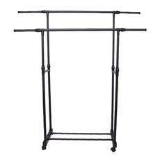 寬度可調移動式2層衣架 IY-C2, 黑色