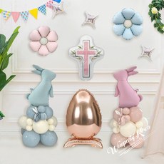 WOW PARTY KOREA 復活節兔子立柱復活節套組 玫瑰金, 1套, 混合顏色