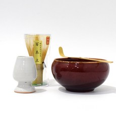 抹茶球+100片茶葉+茶碗+茶碗套組, 紅色（抹茶球）, 1套