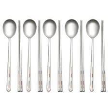 Living Hankook Fedora 雷射韓式湯匙筷子組, 1套, 5件, 銀色