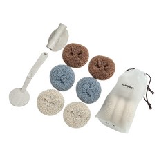 多功能菜瓜布刷具 2種+菜瓜布 6入+收納袋, 隨機發貨（絲瓜）, 1套