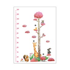 Artihome 森林動物高度測量牆貼, 粉色