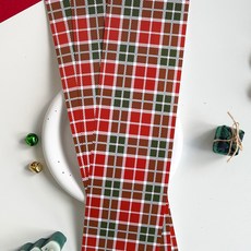 베스트팩 크리스마스 홀리데이 타탄체크 띠지, 그린 체크, 30개