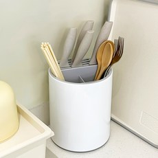 Mondspot 大容量旋轉廚具刀具架餐具筒 RB20735, 白色, 1個