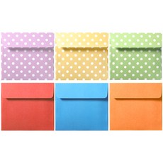 2Youngdesign 可愛迷你卡片信封 6款 x 10入組, 混合色, 1套