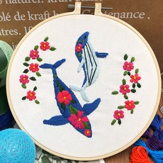 法式刺繡材料包組合, 1套, 花海豚