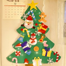 스투피드 크리스마스 펠트 산타 벽트리 만들기 + LED 와이어전구 웜노랑 100p 세트, 혼합색상, 1세트