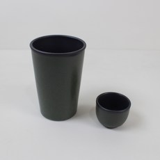 月鹽 陶瓷燒啤杯 2件組, 1套, 綠色