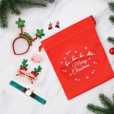 PARTYSHOW 聖誕綜合禮物髮箍手鍊髮夾6件組, 緞帶綠, 1套