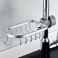 Mudas 舒適旋鈕式水槽菜瓜布瀝水架, 銀色, 1組