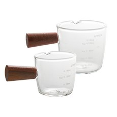 Kitchen Choice Vertuo 耐熱玻璃木柄盎司杯 S + L 套組, 隨機出貨, 1套