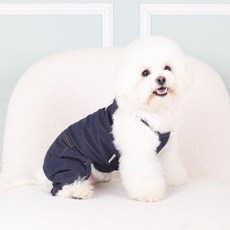 AMYLOVESPET 寵物 LA 牛仔吊帶褲, 深藍色