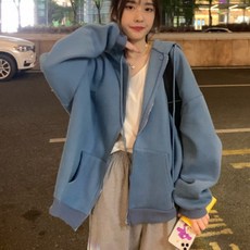 PEONIST 休閒日常寬鬆連帽拉鍊外套