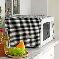 CASA VERDE 中世紀復古黑色格紋微波爐罩兼多用途蓋, 黑色 + 白色格紋