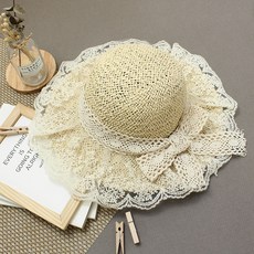 Bidangil 兒童 Lanibe 蝴蝶結蕾絲草帽