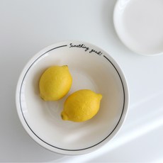 字母印花麵碗, 奶油色, 1個