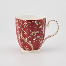 티로직 펌킨 골드림 본차이나 도자기 머그컵 300ml, 체리레드, 1개