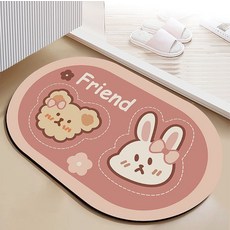 코튼뷰 多用途動物可水洗珪藻土地墊, 兔子與熊