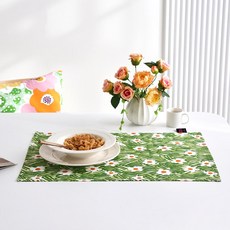 Modern House 花繪餐墊布 40*60cm, 綠色, 1個