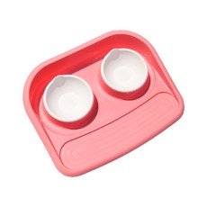 흘림 받침대 반려동물 식기 2구 YT_RC540, 핑크, 1개