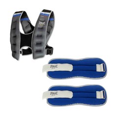 EVERLAST 加重背心 9 公斤 + 重量腰帶鐵袋 1.13 公斤 x 2 件套, 藍色（馬甲），藍色（鐵袋）