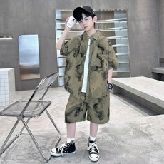 Starbean 兒童印花短袖襯衫 + 短褲套裝