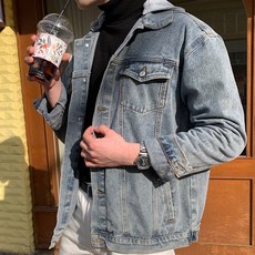 진머니 남성용 캐주얼 후드 탈부착 데님자켓 TC6140