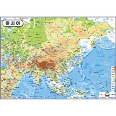 지도닷컴 아시아 지도 지세형 코팅 소 110 x 78 cm, 1개