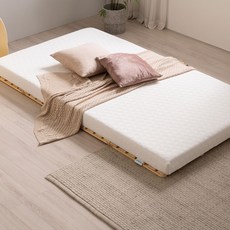 PureCell 四季加厚一字型床墊 + 收納束帶, 白色, 11cm